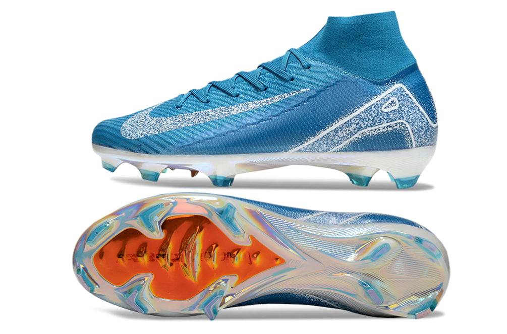 Chuteira Nike Air Zoom Mercurial Superfly 10 Elite Campo - Branco/Azul