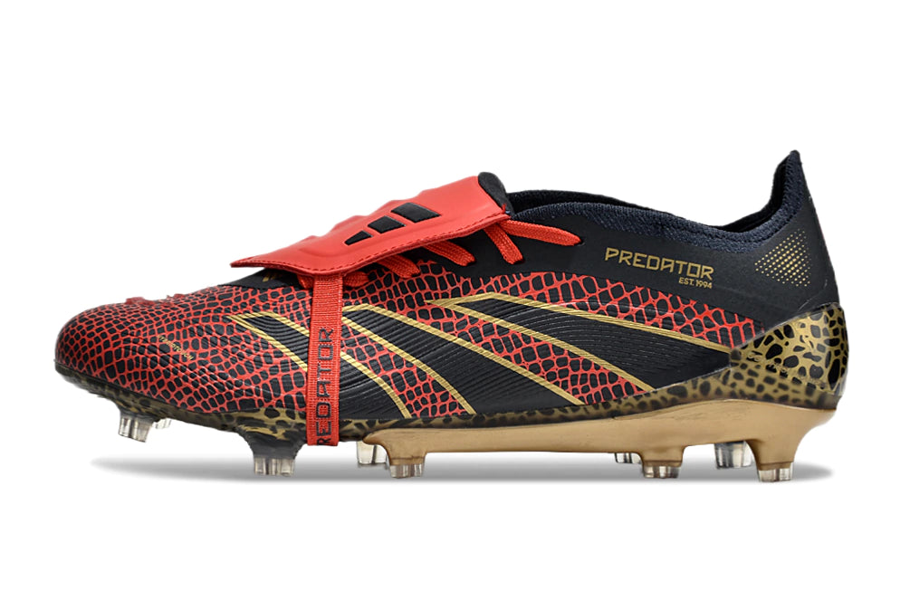 Chuteira Adidas Predator Elite Campo FG - Preto/Vermelho/Dourado