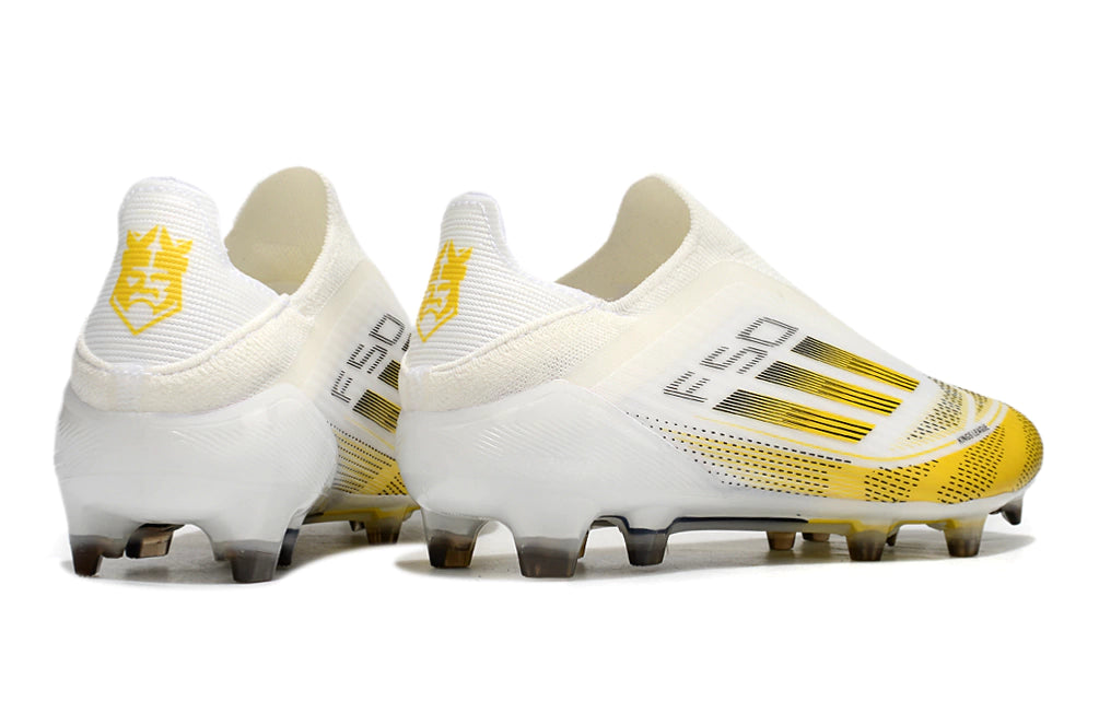 Chuteira Adidas F50 X Laceless Campo - Branco/Amarelo