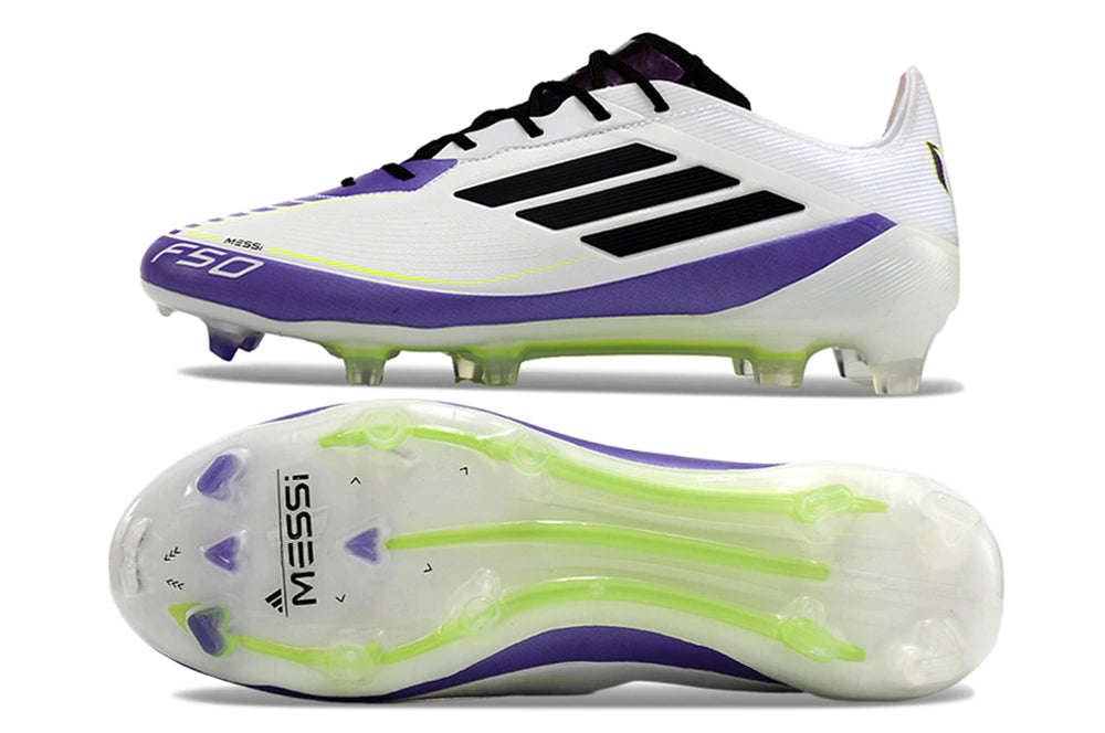 Chuteira Adidas F50 X Campo - Branco/Roxo/Verde