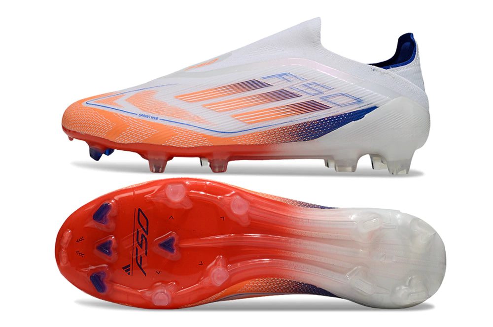 Chuteira Adidas F50 X Laceless Campo - Branco/Laranja