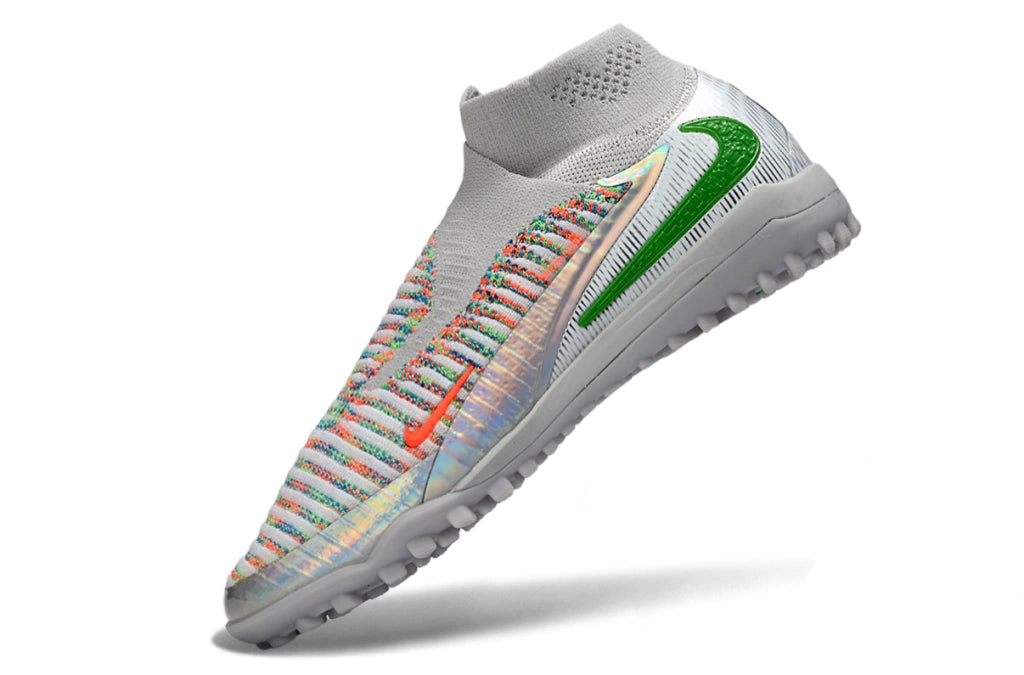 Chuteira Nike Phantom ReactX 6 Pro Botinha Society TF - Prata