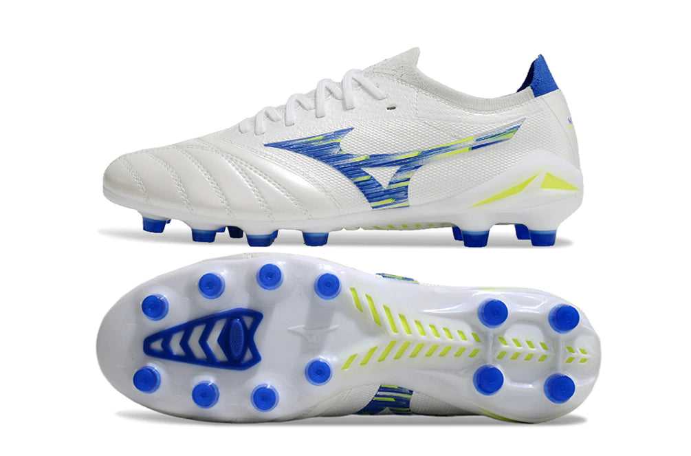 Chuteira Mizuno Morelia Neo 4 Campo - Branco/Azul/Verde