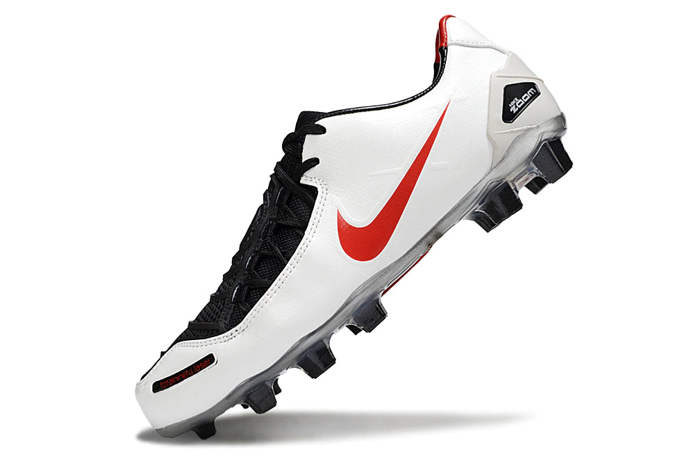Chuteira Nike Total 90 Laser Campo - Branco/Vermelho