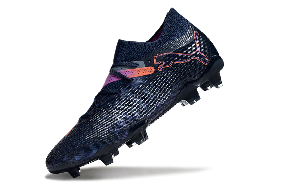 Chuteira Puma Future 7 Ultimate Campo FG - Azul Escuro/Rosa/Branco
