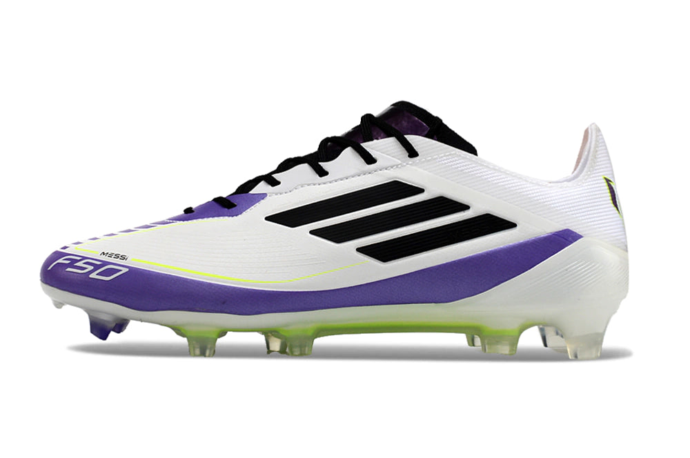 Chuteira Adidas F50 X Campo - Branco/Roxo/Verde