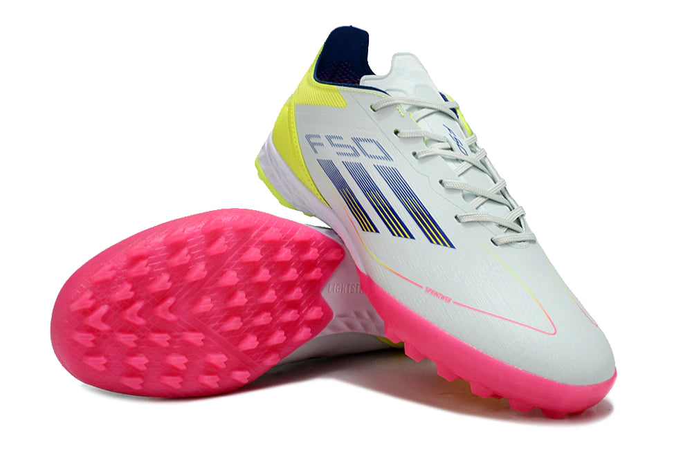 Chuteira Adidas X F50 Pro Society - Branco/Rosa/Verde