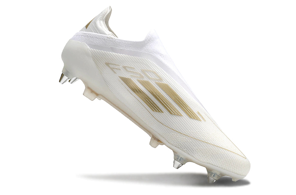 Chuteira Adidas F50 X Laceless Campo SG - Branco/Dourado