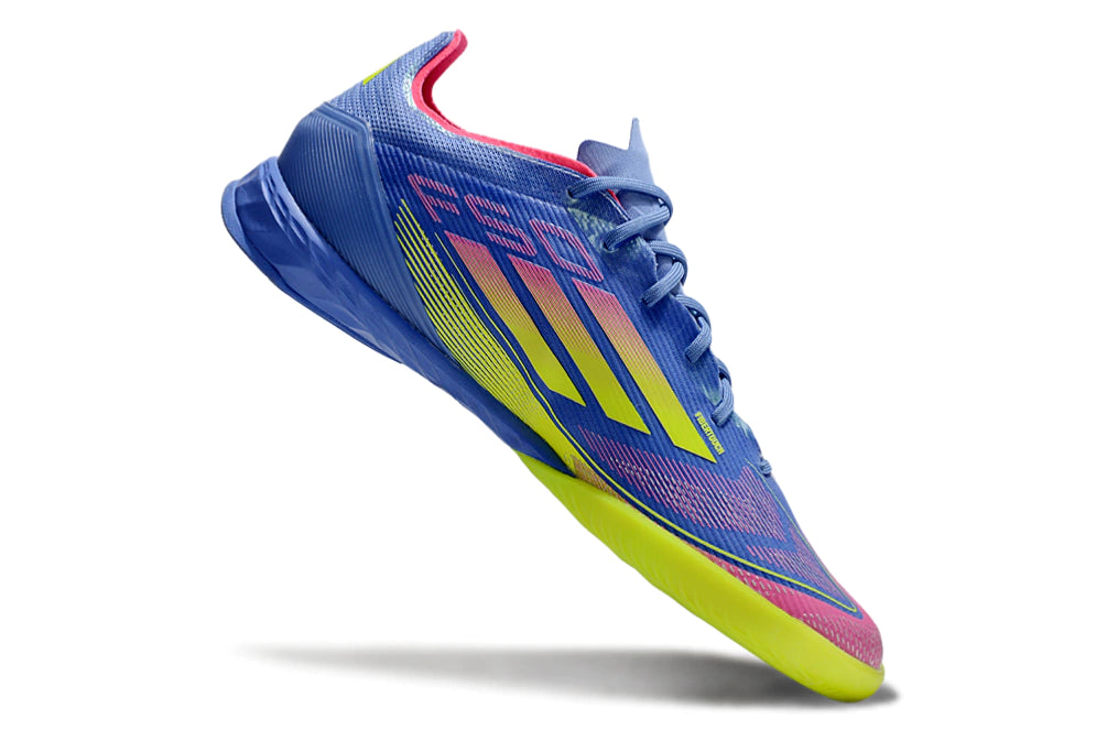 Chuteira Adidas X F50 Futsal - Azul/Verde/Rosa