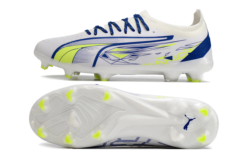 Chuteira Puma Ultra 5 Campo FG - Branco/Azul
