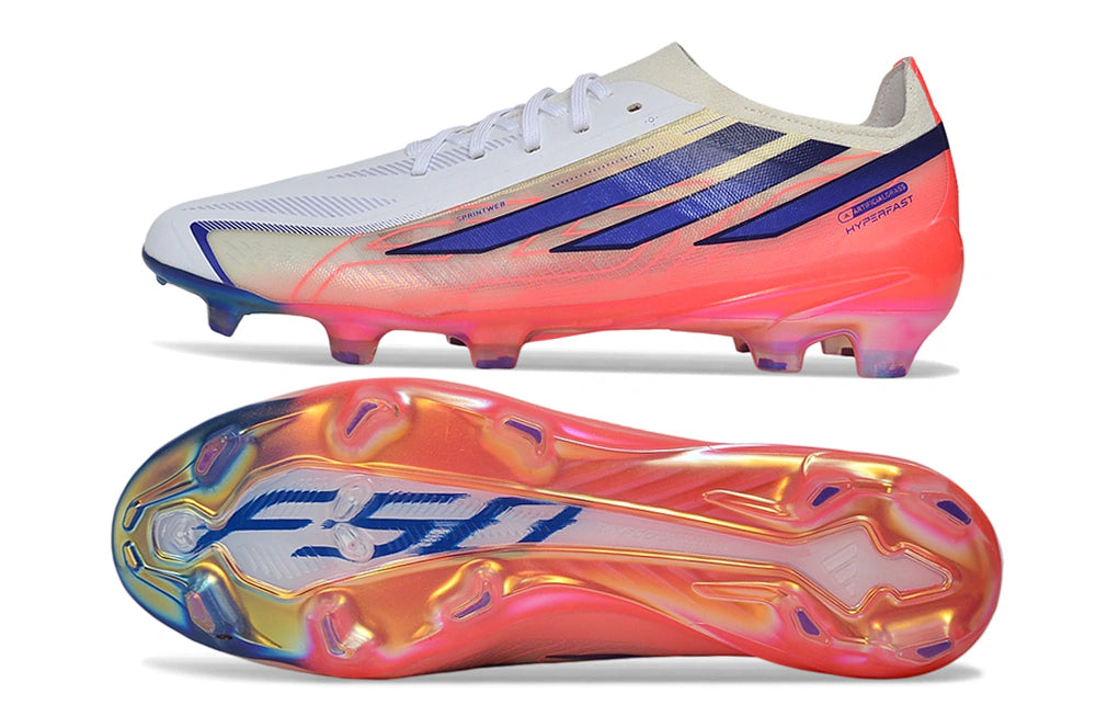 Chuteira Adidas F50 Hyperfast Eltie FG - Branco/Rosa