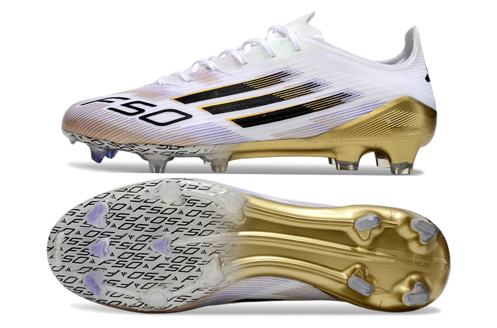 Chuteira Adidas F50 X Campo - Branco/Dourado