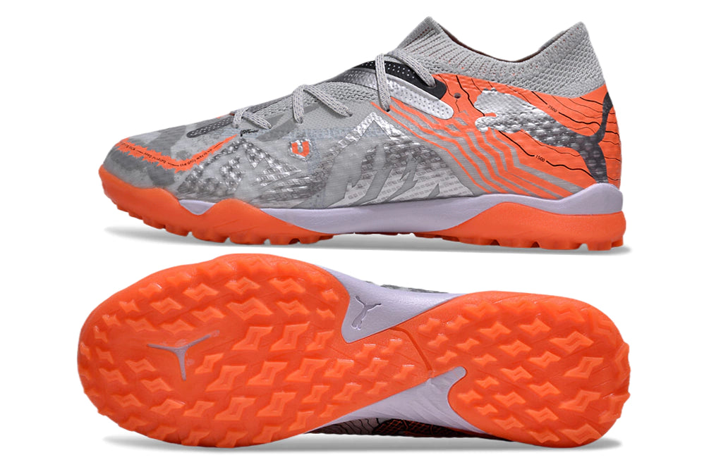 Chuteira Puma Future 7 Match Society - Prata/Laranja