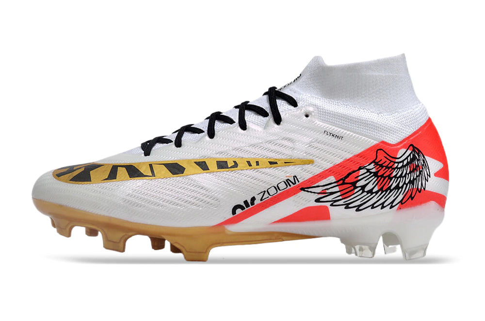 Chuteira Nike Air Zoom Mercurial Superfly 9 Elite Campo - Branco/Vermelho