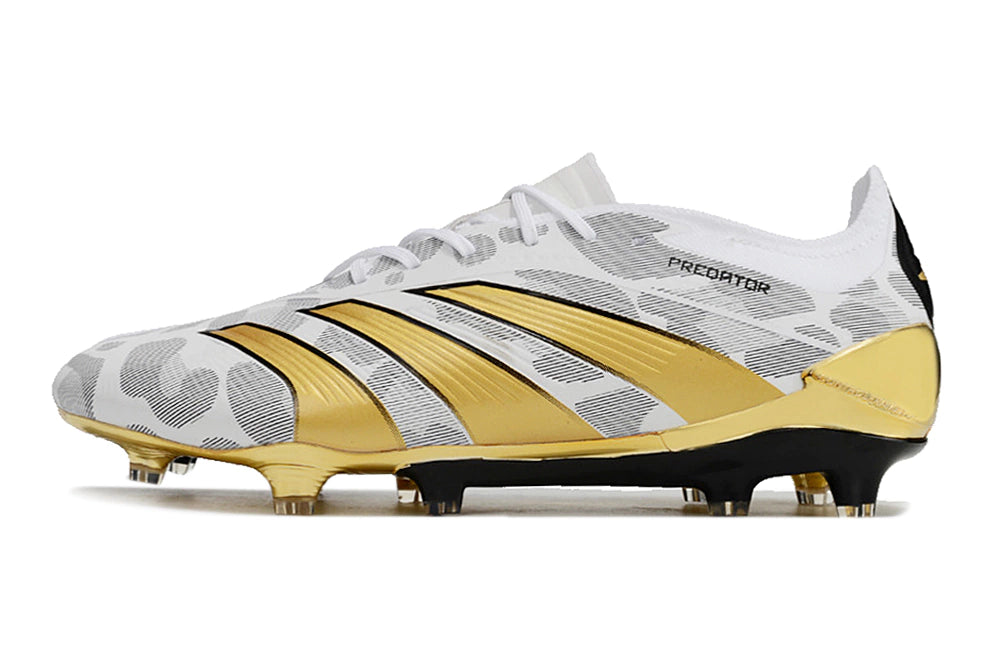 Chuteira Adidas Predator Elite Campo FG - Branco/Dourado