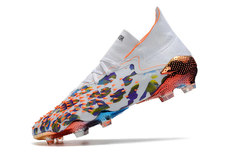 Chuteira Adidas Predator Freak.1 Campo FG - Branco/Laranja