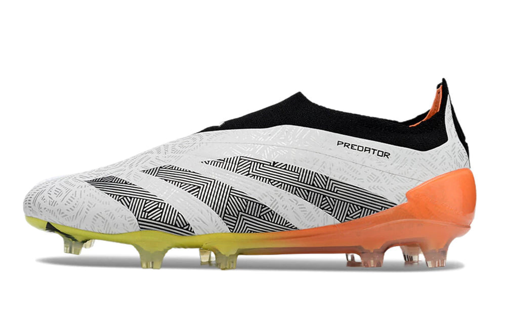 Chuteira Adidas Predstrike Elite Laceless Campo - Branco/Amarelo/Laranja