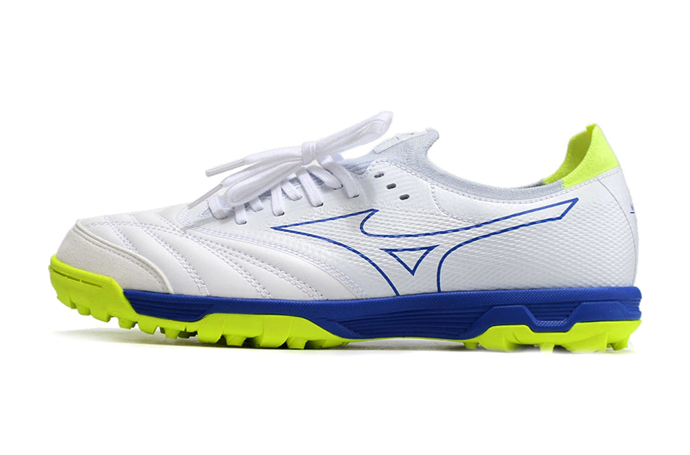 Chuteira Miuzno Morelia Neo Sala β Society - Branco/Azul/Verde