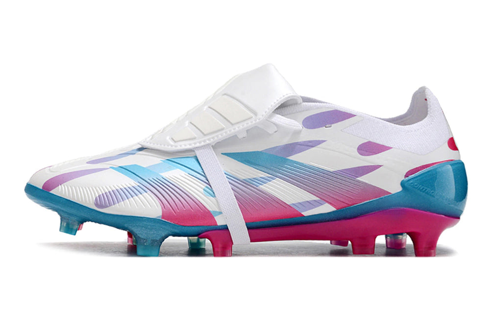 Chuteira Adidas Predstrike Elite Campo - Branco/Azul/Rosa
