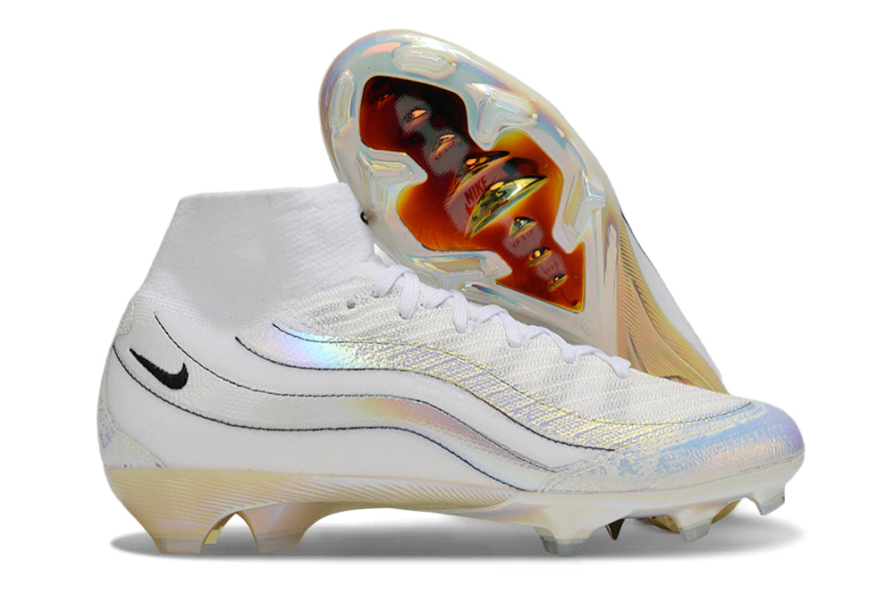 Chuteira Nike Air Zoom Mercurial Superfly 10 Elite Campo - Branco/Dourado