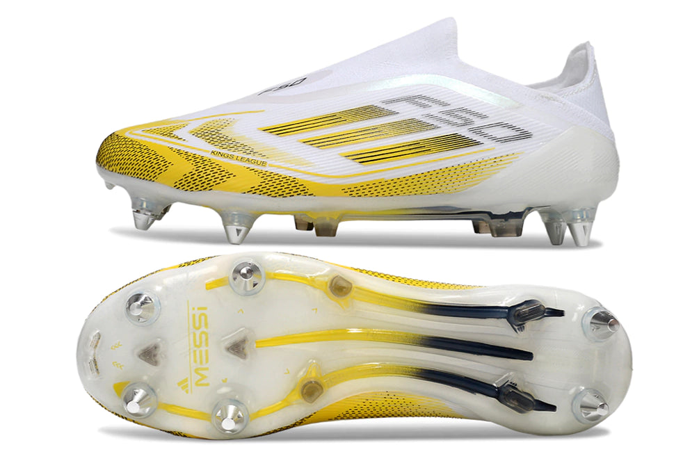 Chuteira Adidas F50 X Laceless Campo SG - Brnaco/Amarelo