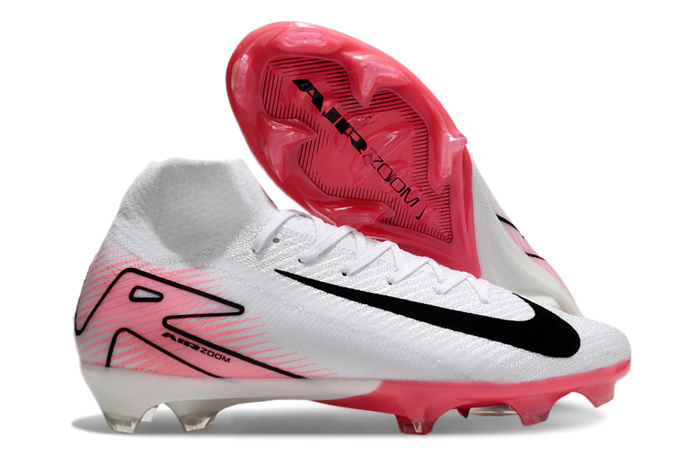 Chuteira Nike Air Zoom Mercurial Superfly 10 Elite Campo - Branco/Rosa