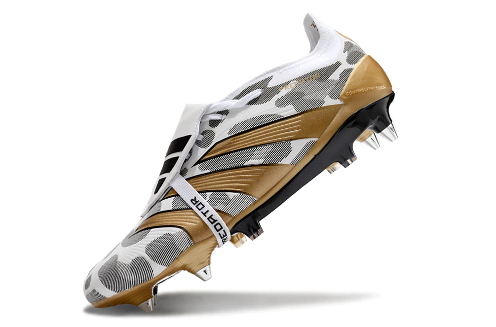 Chuteira Adidas Predator Elite Tongue SG - Branco/Dourado