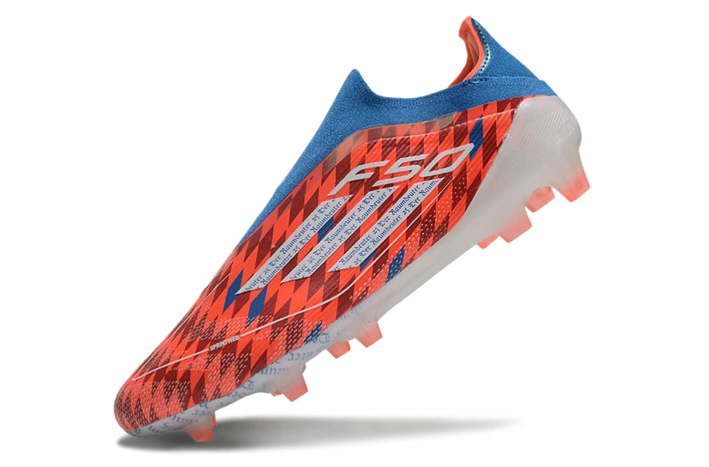 Chuteira Adidas F50 X Laceless Campo - Vermelho/Azul/Branco