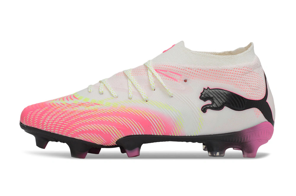Chuteira Puma Future 8 Ultimate Low Campo FG - Branco/Rosa