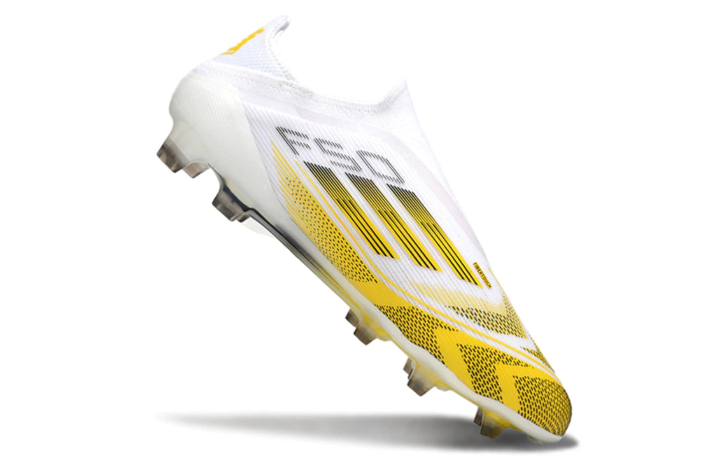Chuteira Adidas F50 X Laceless Campo - Branco/Dourado