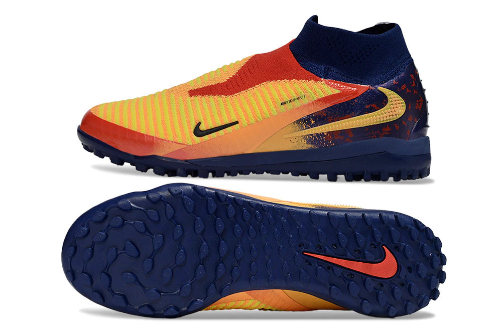 Chuteira Nike Phantom ReactX 6 Pro Botinha Society TF - Azul/Laranja