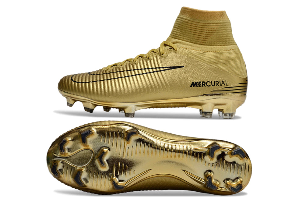 Chuteira Nike Mercurial Superfly 5 Elite Campo - Dourado/Preto