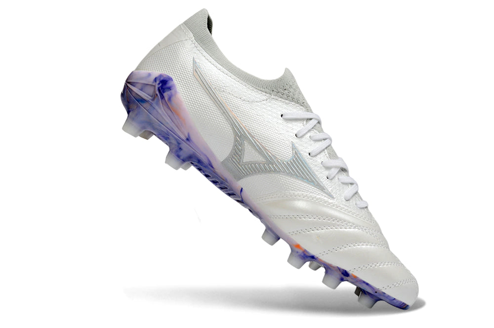 Chuteira Mizuno Morelia Neo 4 Campo - Branco/Roxo