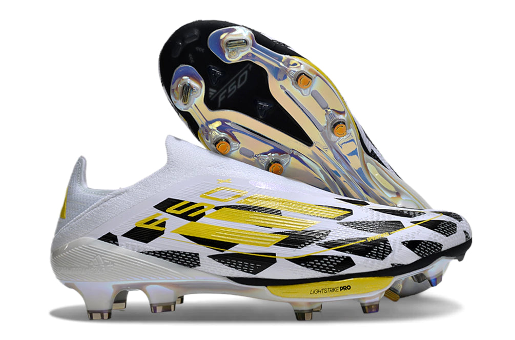 Chuteira Adidas F50+ Elite Campo - Branco/Preto/Dourado