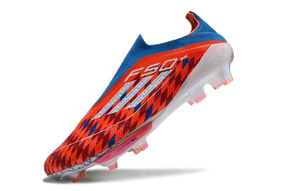 Chuteira Adidas F50+ Elite Campo - Vermelho/Azul/Branco