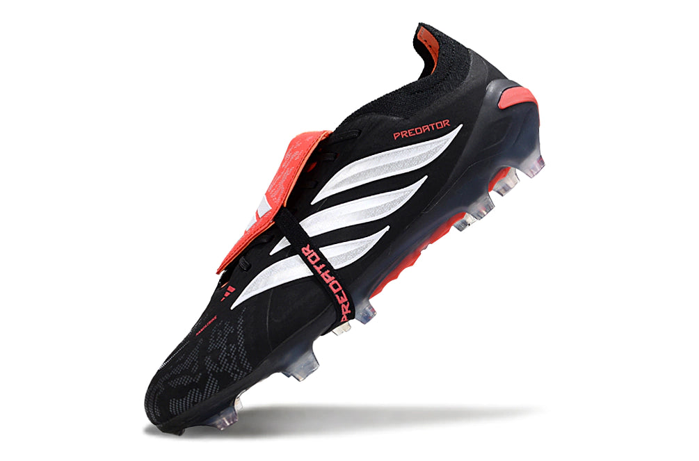 Chuteira Adidas Predator Tongue 26 Elite FG - Preto/Vermelho