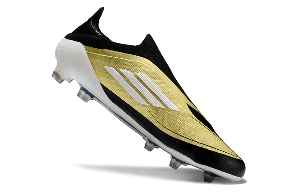 Chuteira Adidas F50 X Laceless Campo - Dourado/Preto/Branco