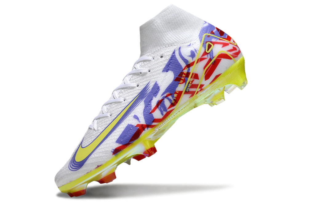 Chuteira Nike Air Zoom Mercurial Superfly 10 Elite Campo - Branco/Vermelho/Roxo
