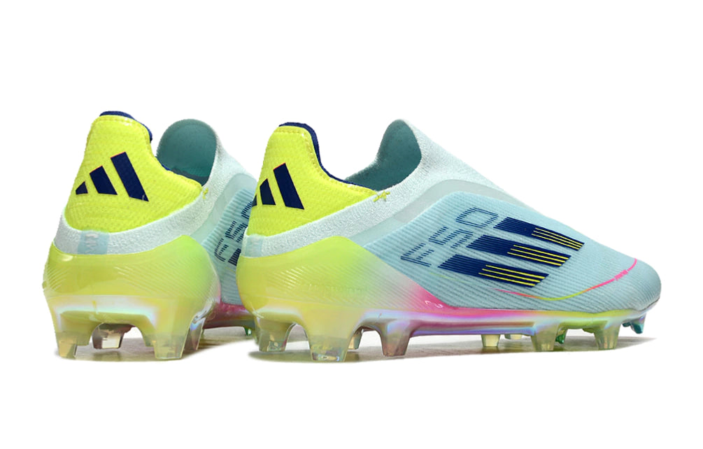 Chuteira Adidas F50 X Laceless Campo - Azul/Verde/Rosa