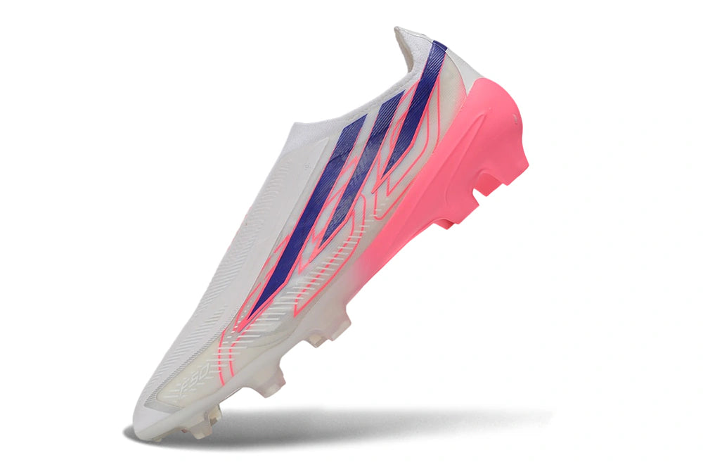 Chuteira Adidas F50 Hyperfast Laceless FG - Branco/Rosa