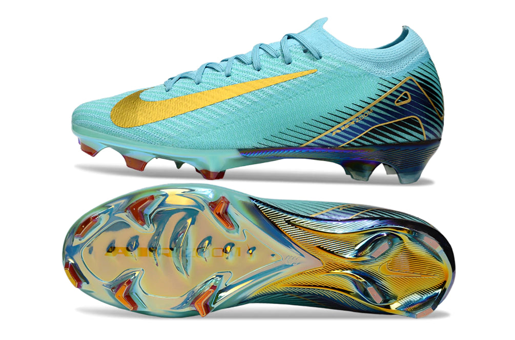 Chuteira Nike Air Zoom Mercurial Vapor 16 Elite FG - Azul/Dourado