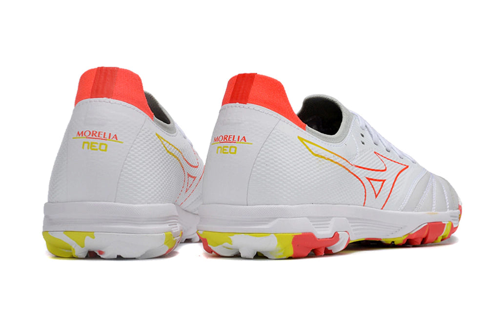 Chuteira Miuzno Morelia Neo Sala β Society - Branco/Laranja