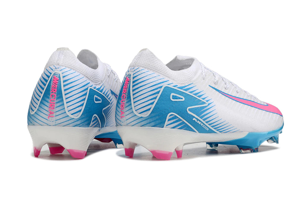 Chuteira Nike Air Zoom Mercurial Vapor 16 Elite FG - Branco/Azul/Rosa