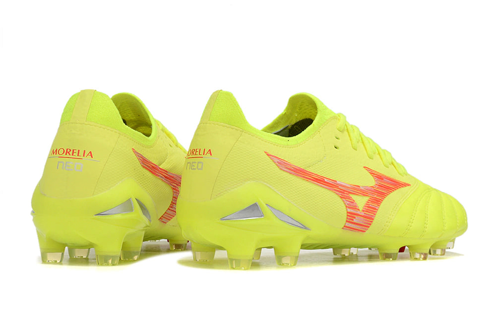 Chuteira Mizuno Morelia Neo 3 Campo FG - Amarelo/Vermelho