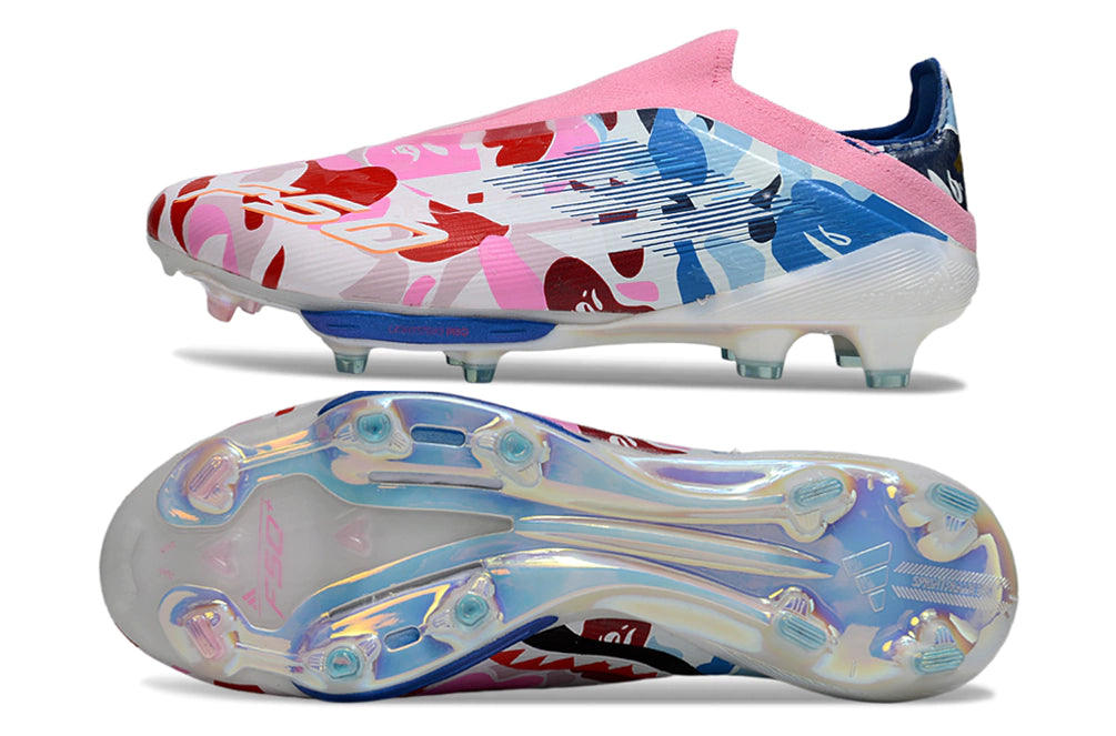 Chuteira Adidas F50+ Elite Campo - Rosa/Azul