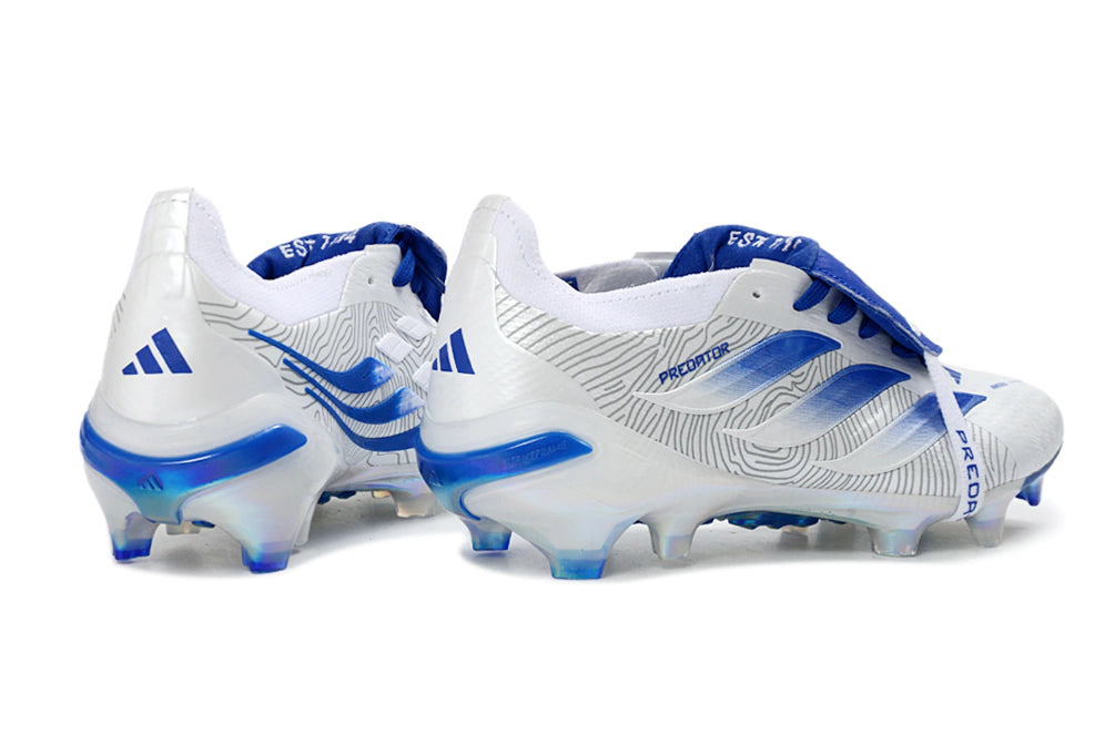 Chuteira Adidas Predator Tongue 26 Elite FG - Branco/Azul