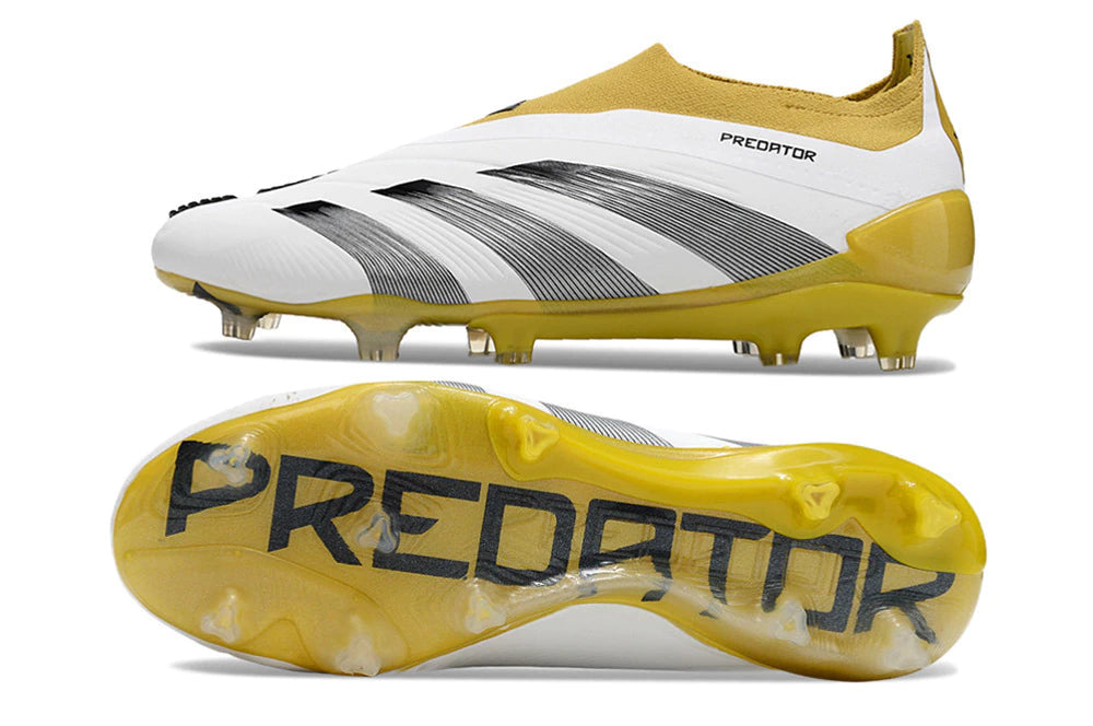 Chuteira Adidas Predstrike Elite Laceless Campo - Branco/Amarelo