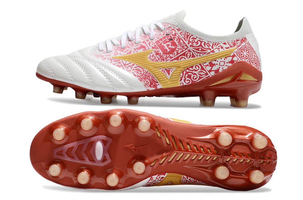 Chuteira Mizuno Morelia Neo 4 Campo - Branco/Vermelho