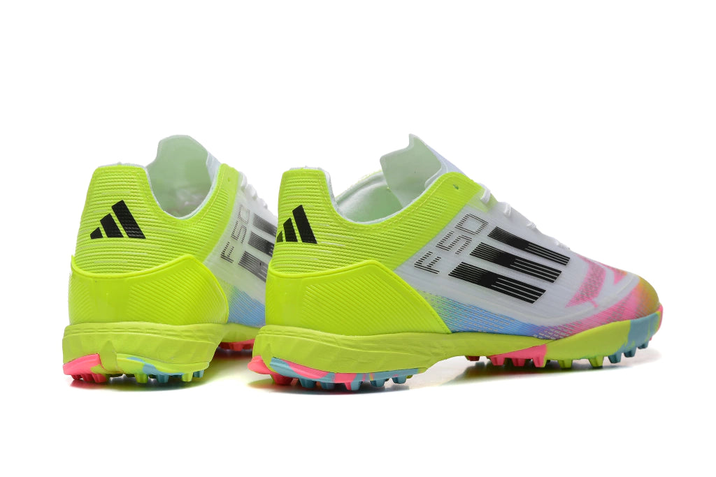 Chuteira Adidas X F50 Pro Society - Branco/Verde/Rosa/Azul