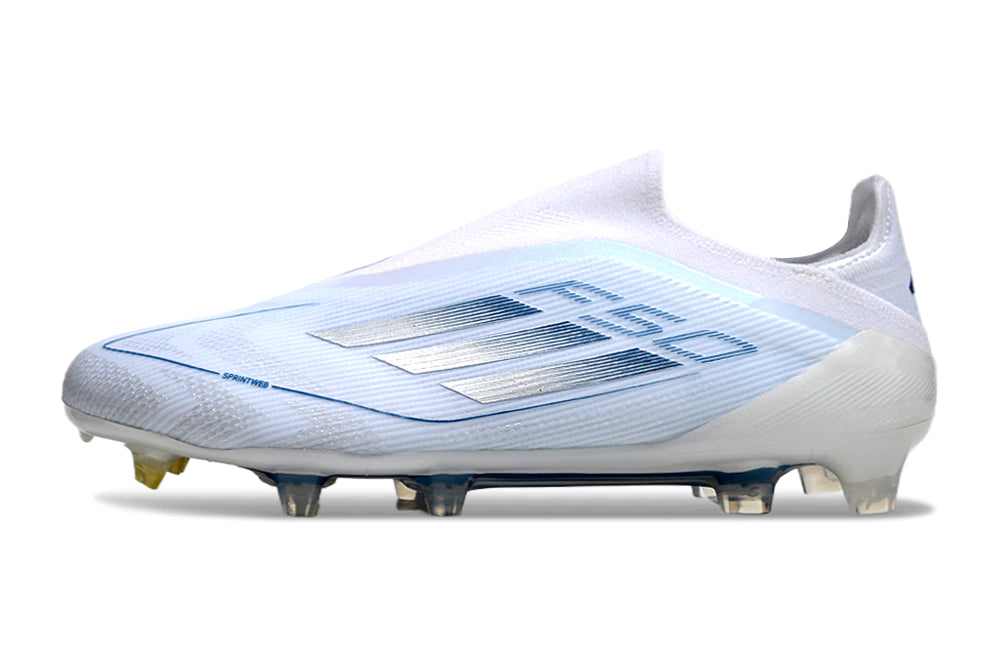 Chuteira Adidas F50 X Laceless Campo - Branco/Prata/Azul